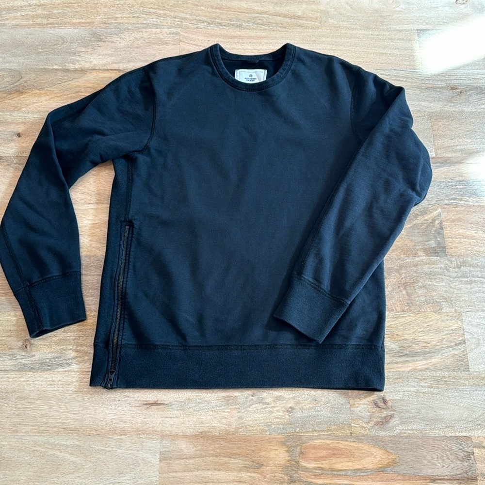 Men’s Reigning Champ Side Zipper Crewneck, Medium, Black